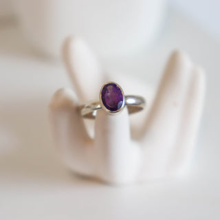 Amethyst Faceted Oval Ring Size 7