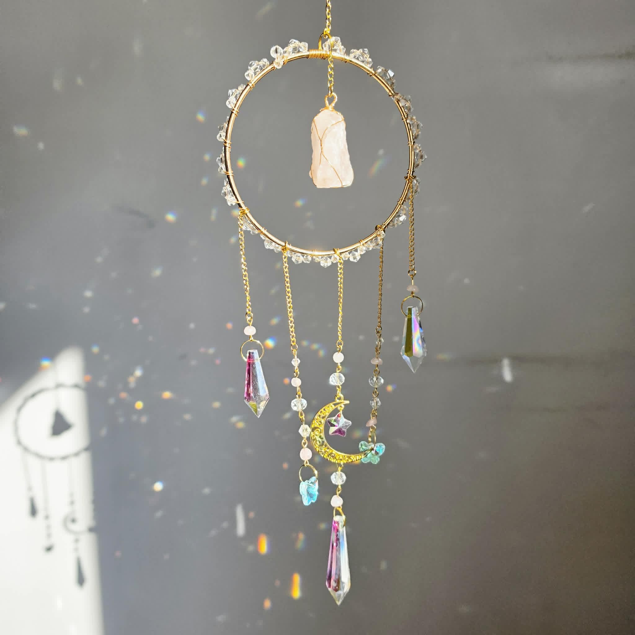 Magical Rose Quartz Suncatcher Hoop