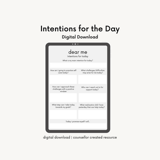 Dear Me " Intentions for Today " Worksheet
