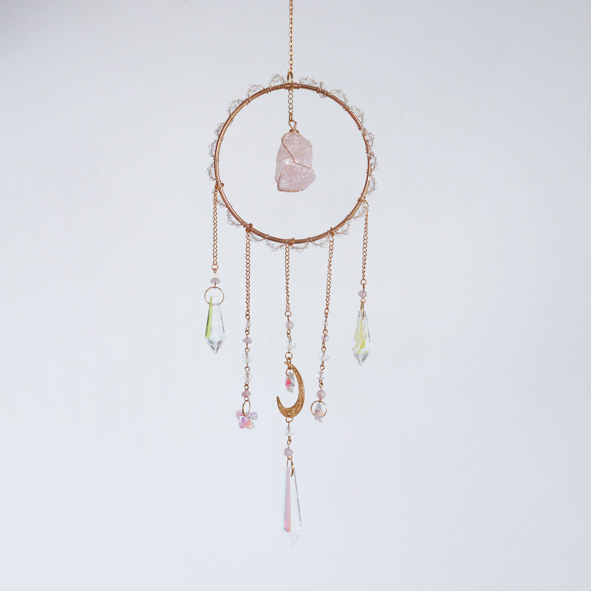 Magical Rose Quartz Suncatcher Hoop