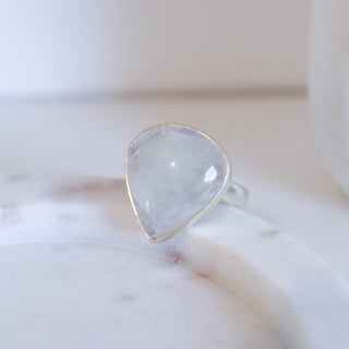 Moonstone Crystal Ring Tear Size 8