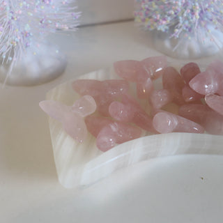 Mini Whale Tail Rose Quartz 20mm