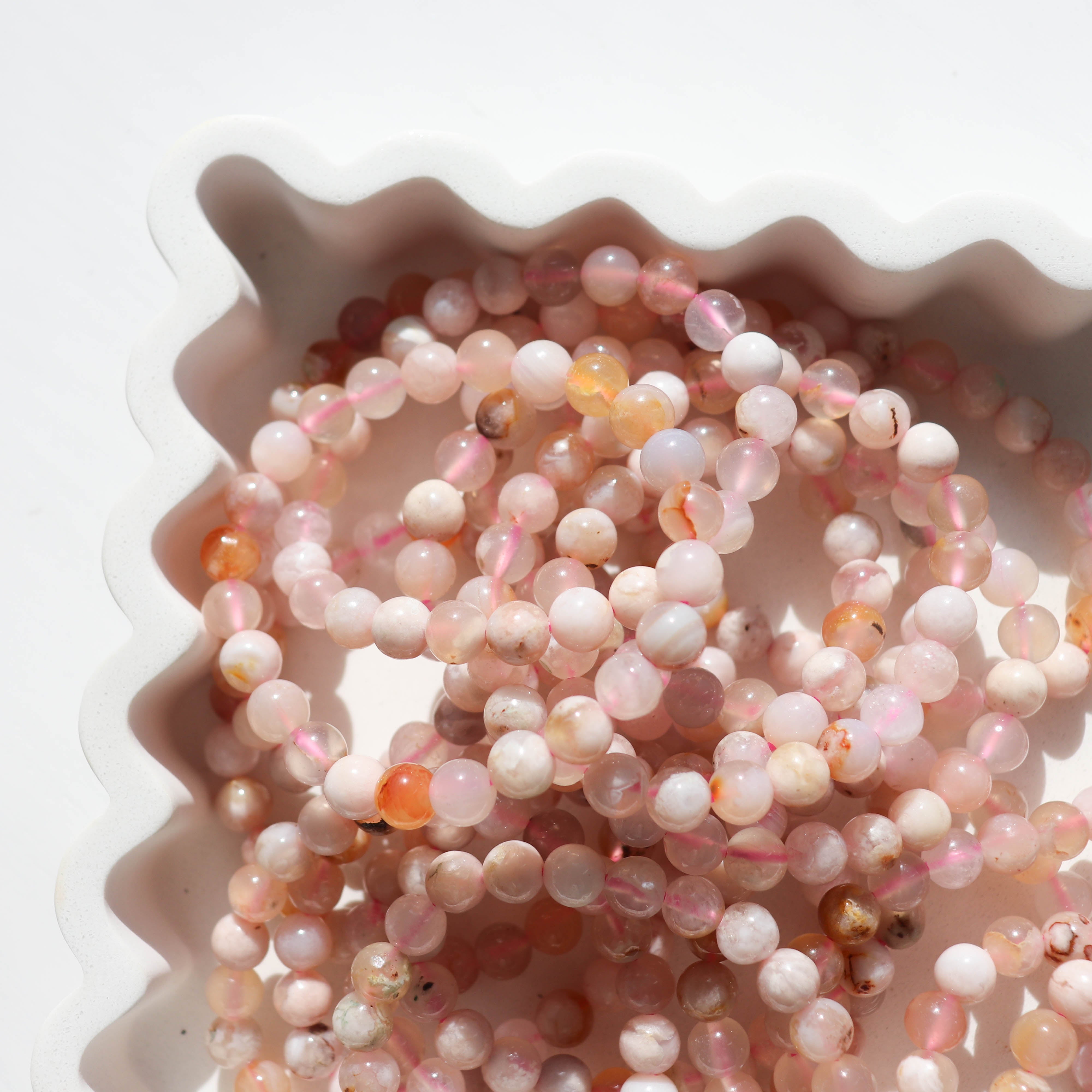 Flower Agate 8mm Crystal Bracelet