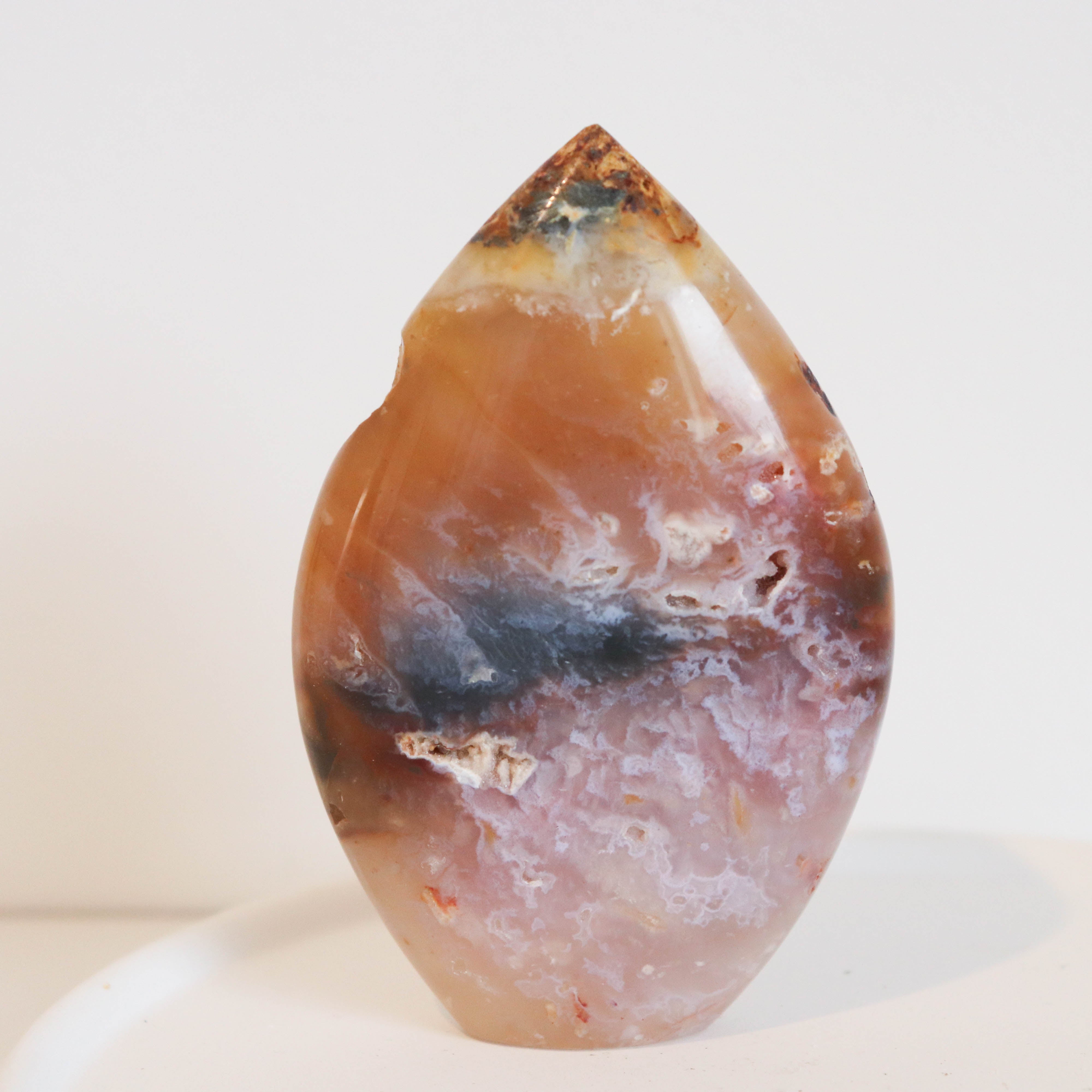 Pink Plum Agate Flame #1a