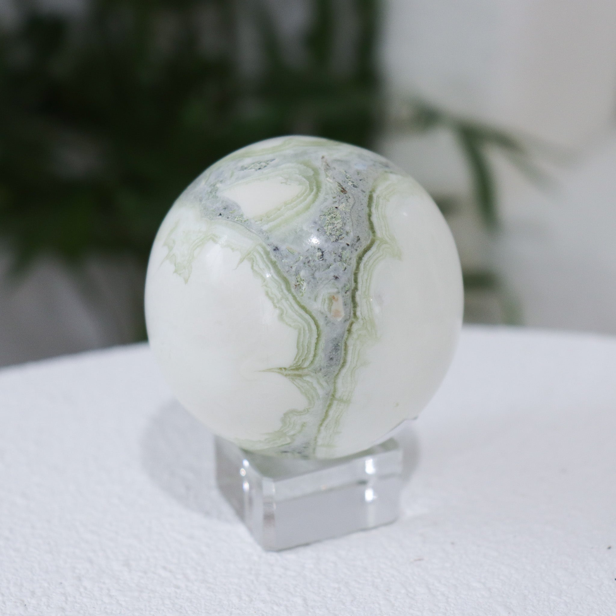 Green Banded Calcite Sphere