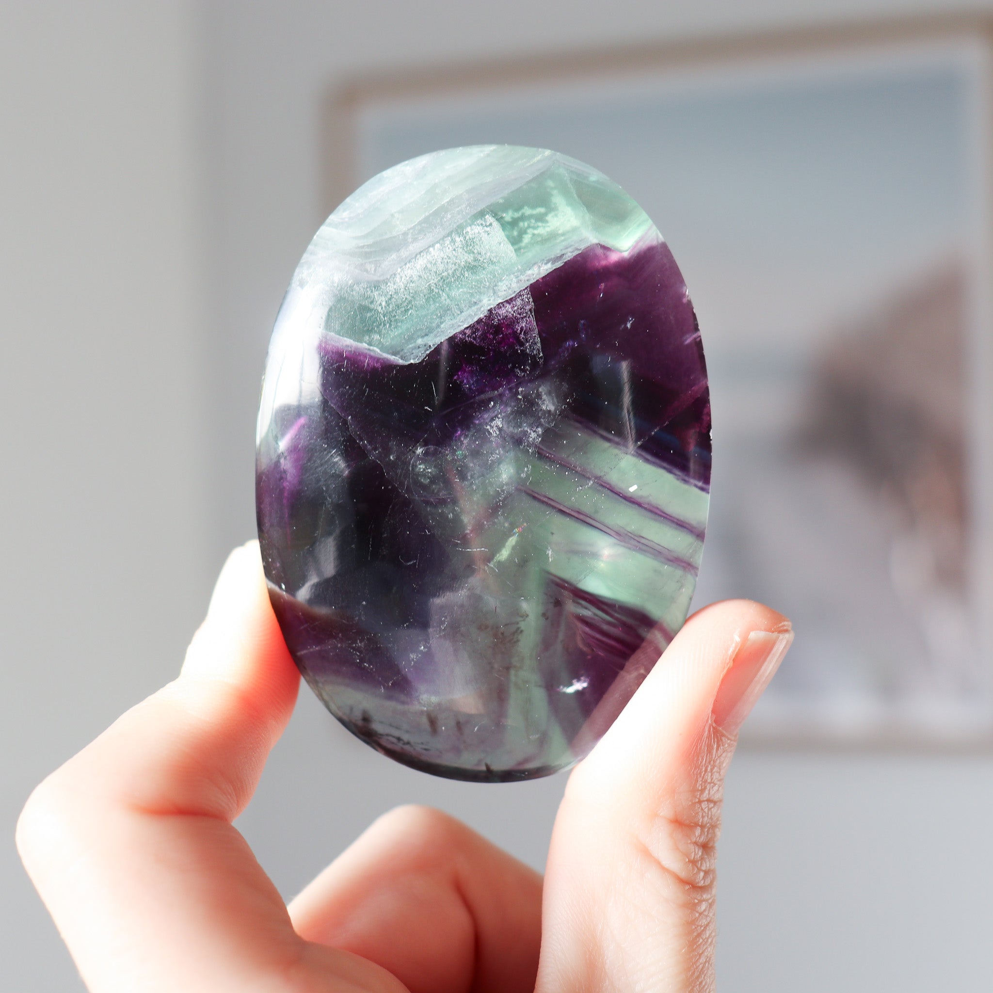 A Grade Rainbow Fluorite Palm #2