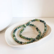 Moss Agate Beaded Bracelet 4mm