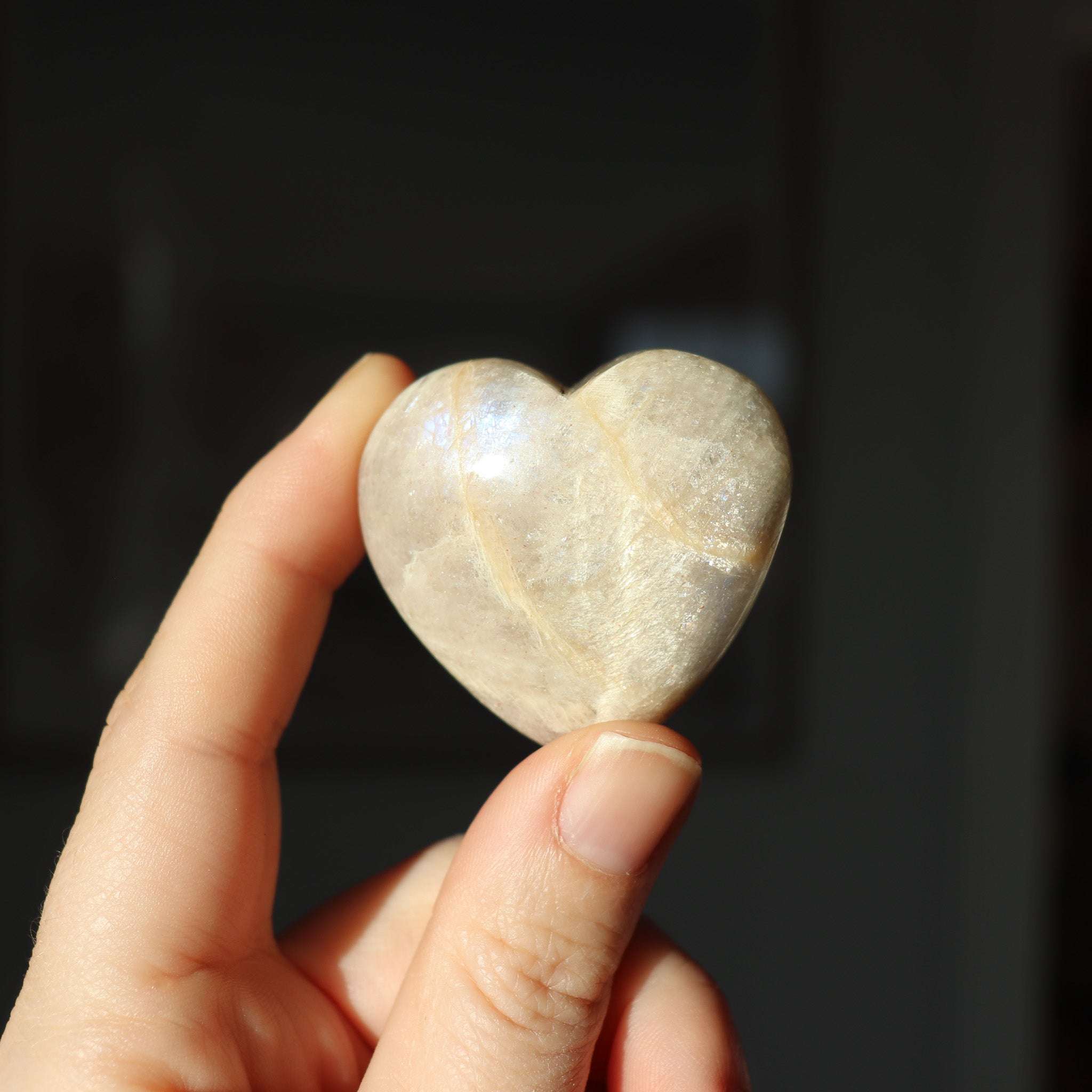 A Grade White Moonstone Heart #1