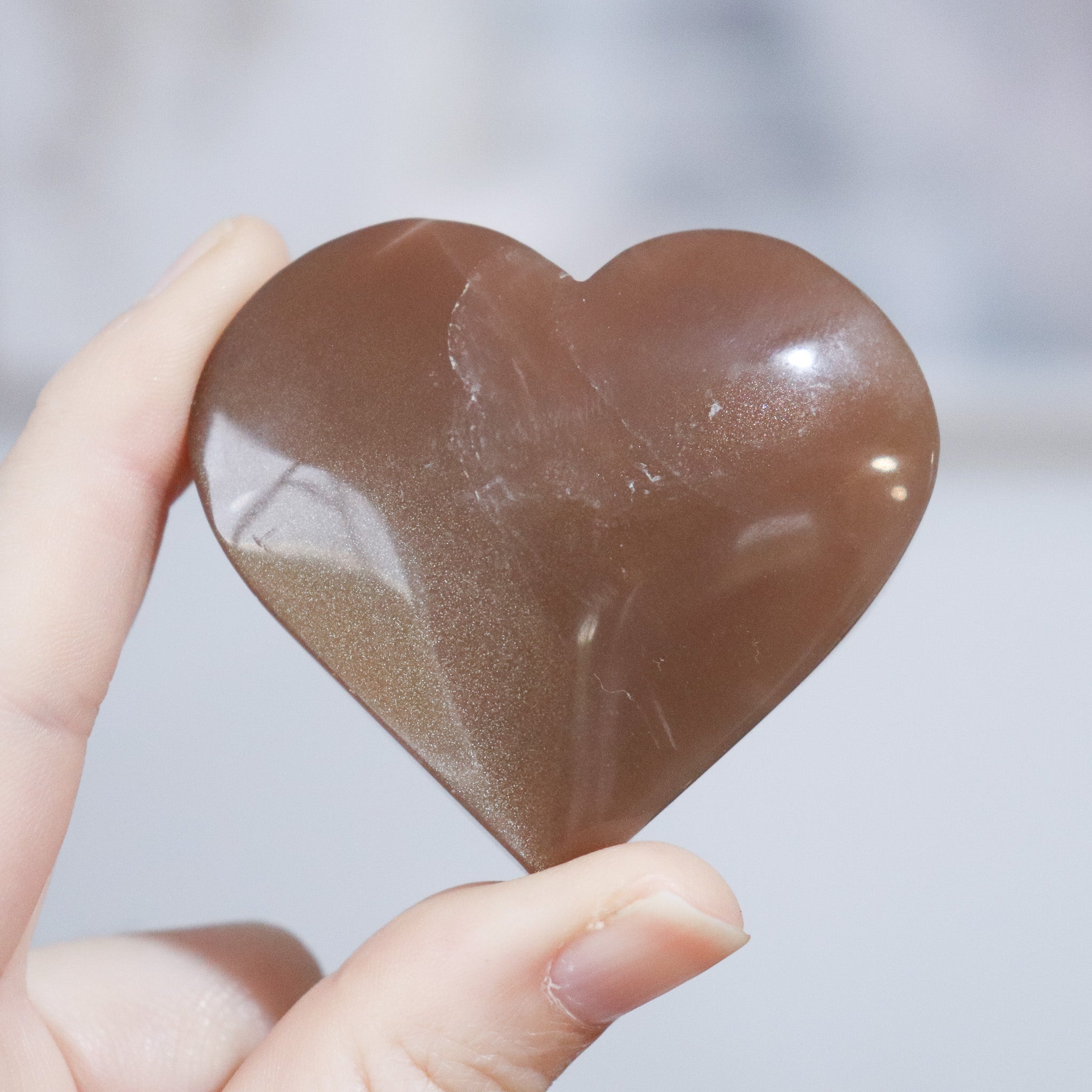 Peach Moonstone Heart #a