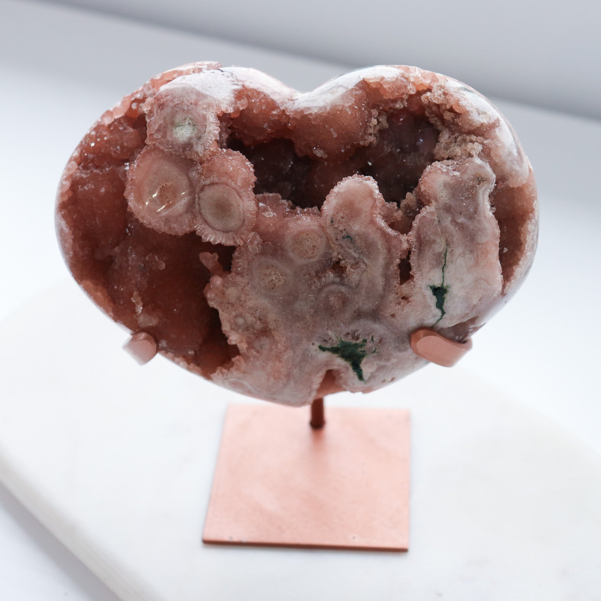 Pink Amethyst Heart On Stand #a
