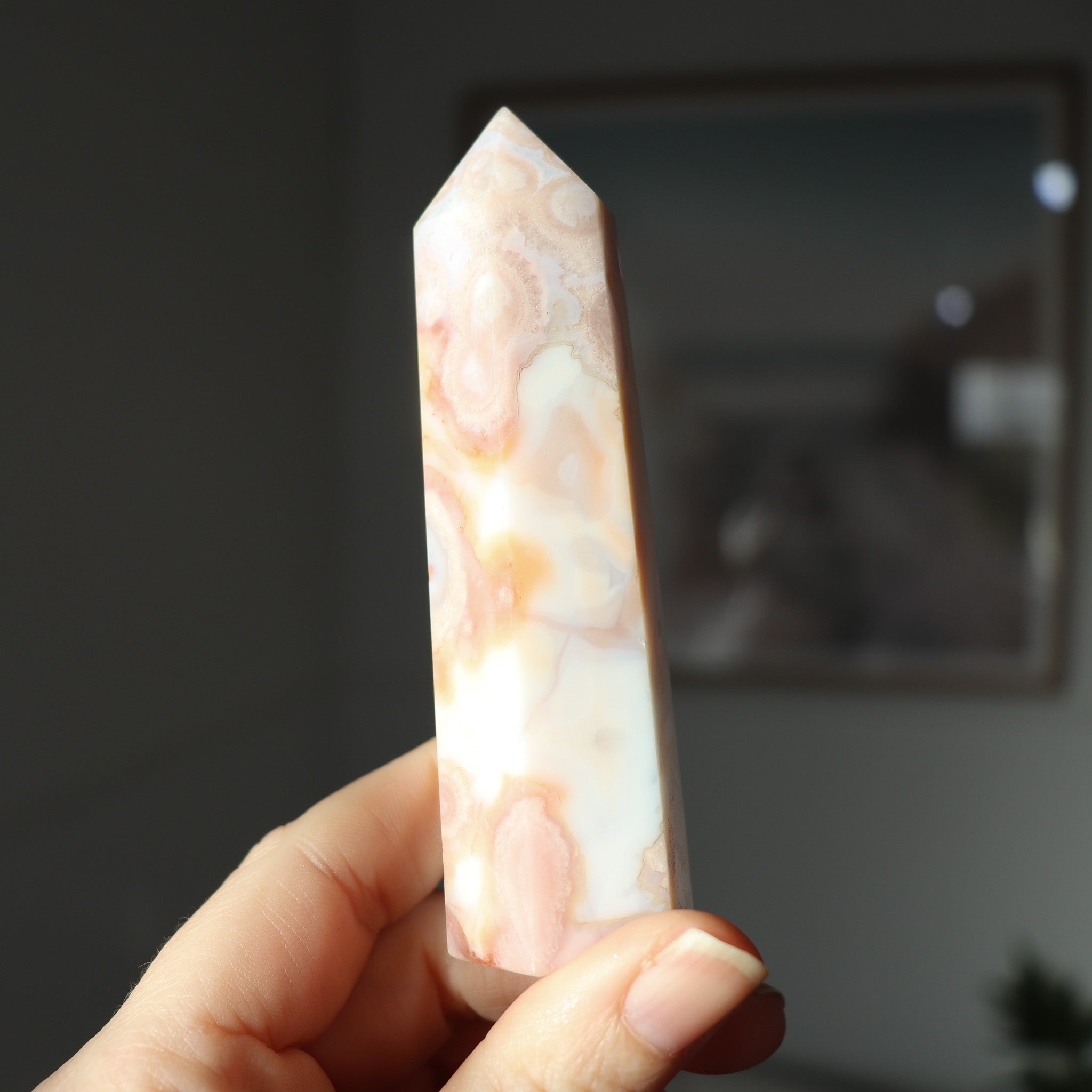 Carnelian Flower Agate Tower #a