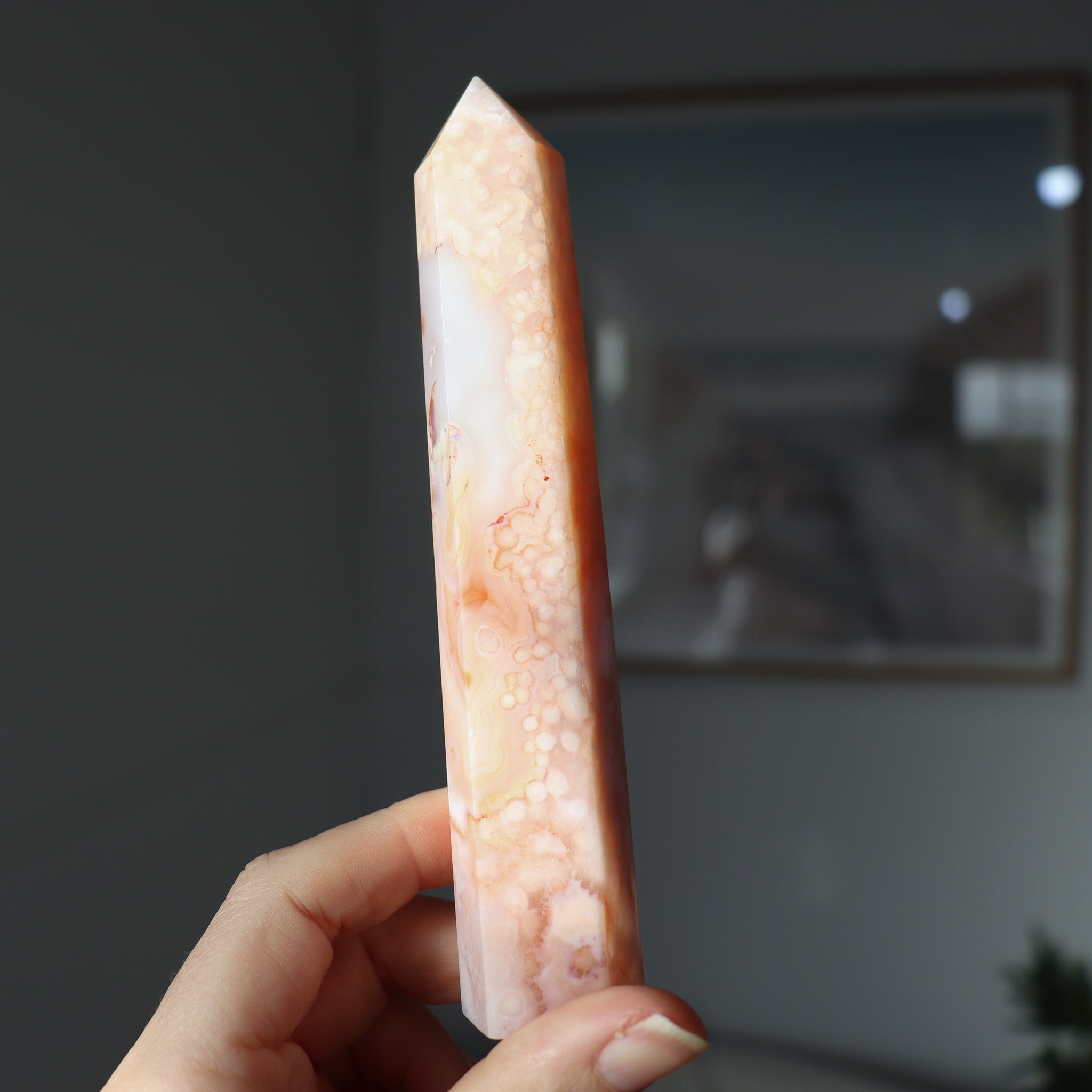 Carnelian Flower Agate Tower #b