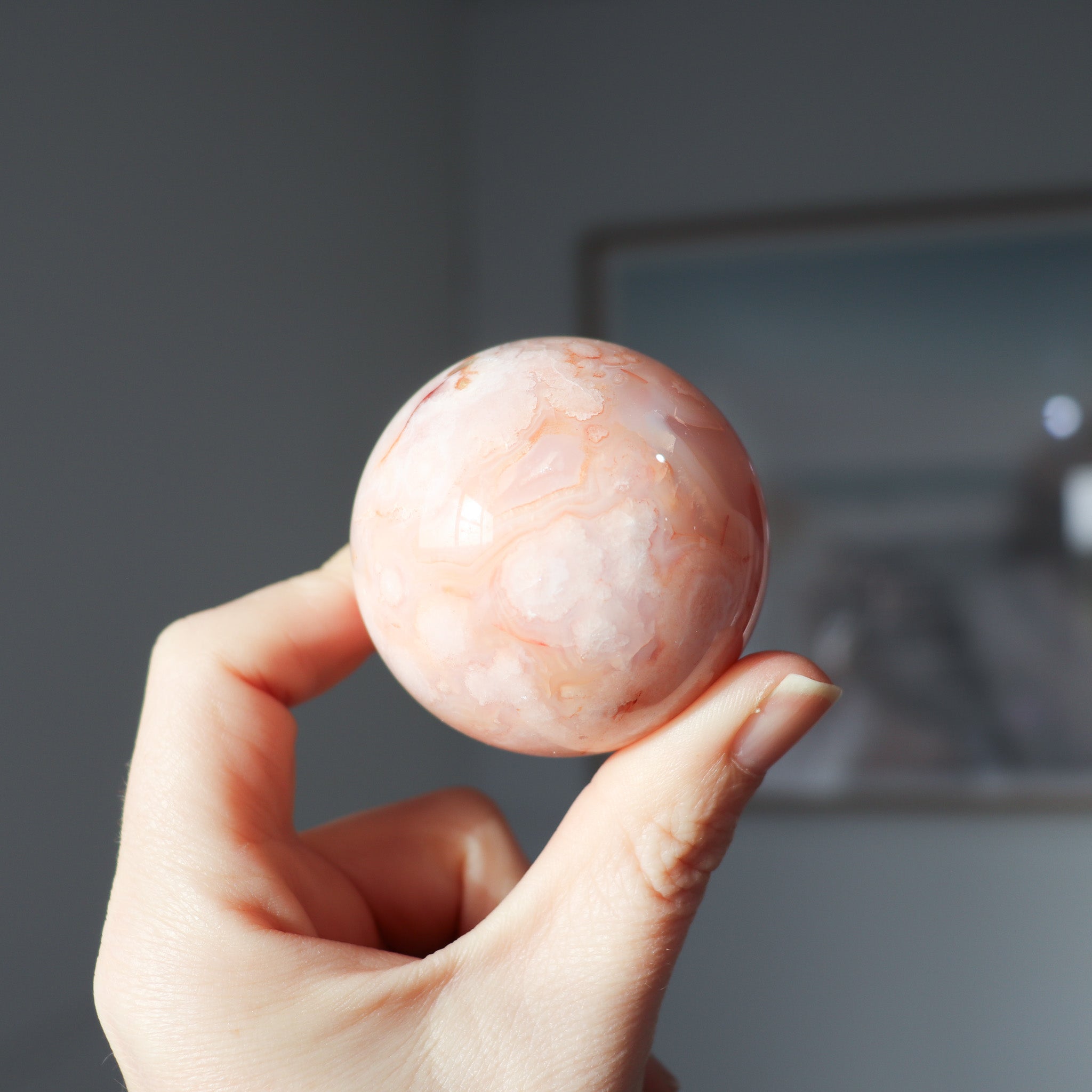 Carnelian Flower Agate Sphere #a