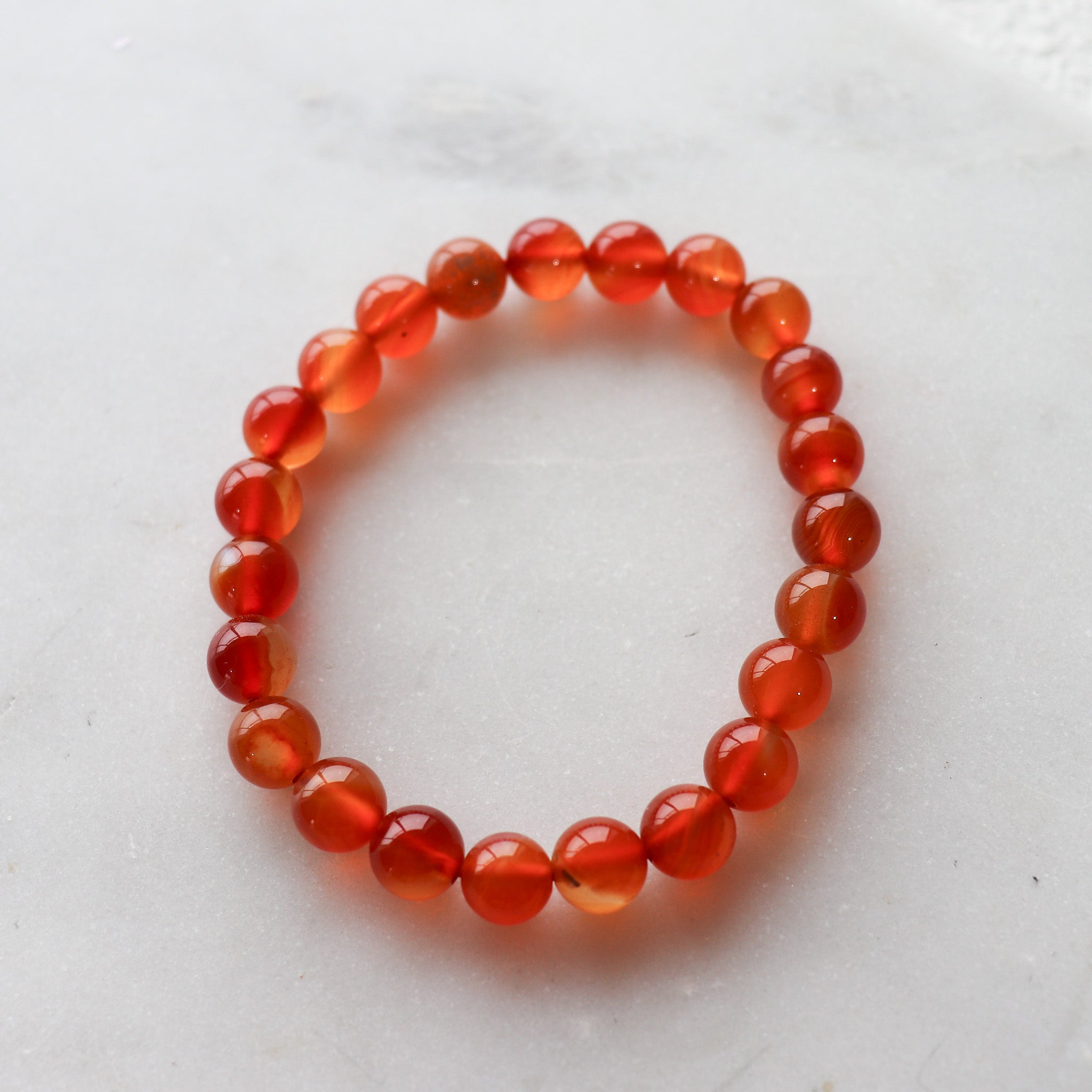 Carnelian 8mm Beaded Bracelet