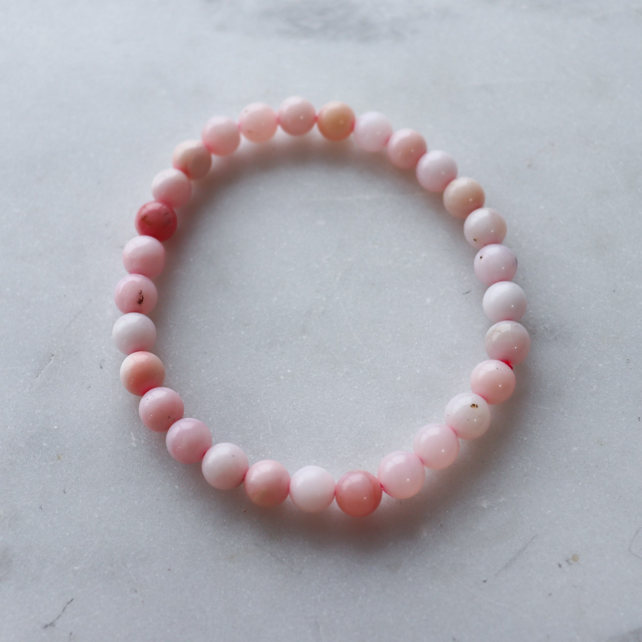 Pink Opal 6mm Beaded Bracelet