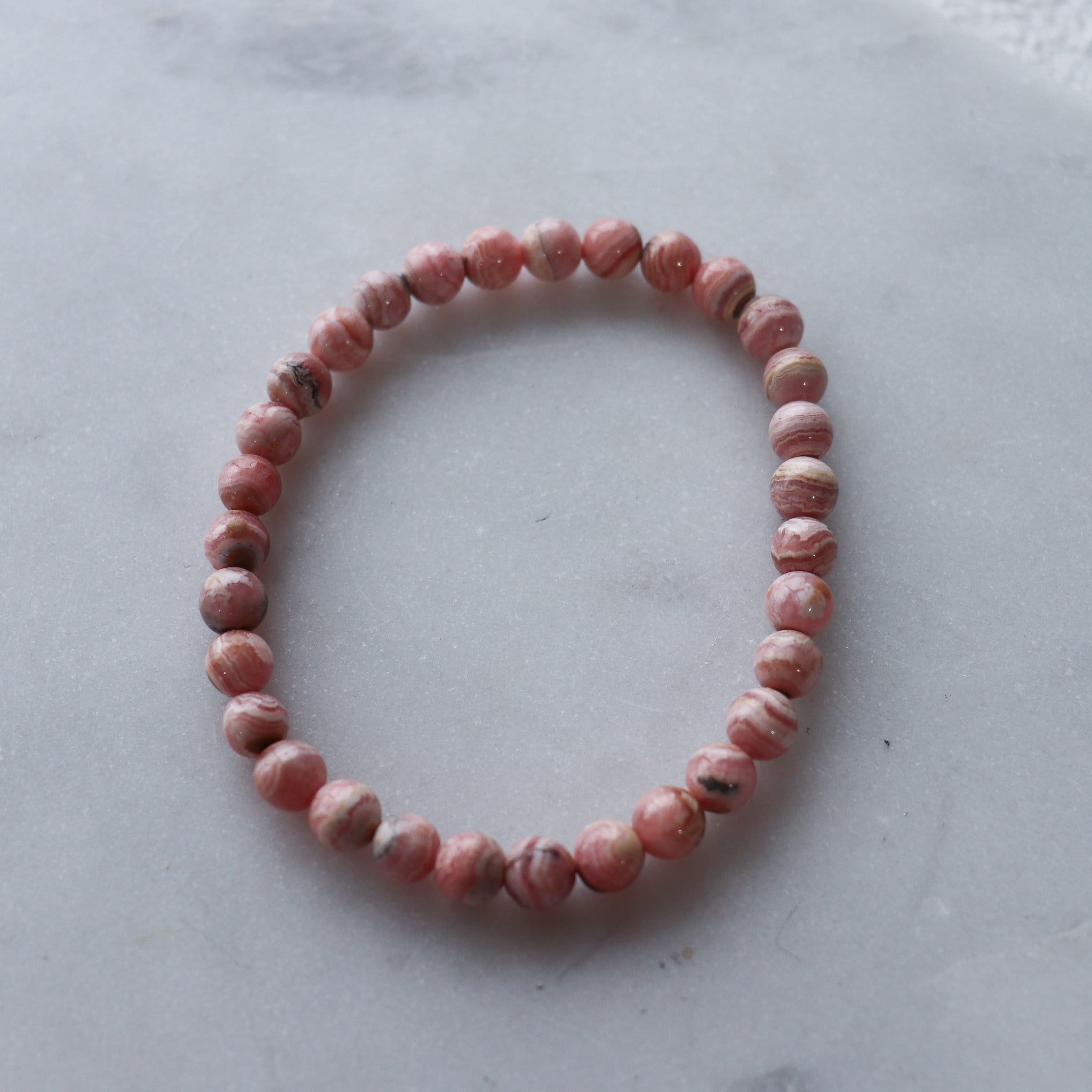 Rhodocrosite 6mm Beaded Bracelet