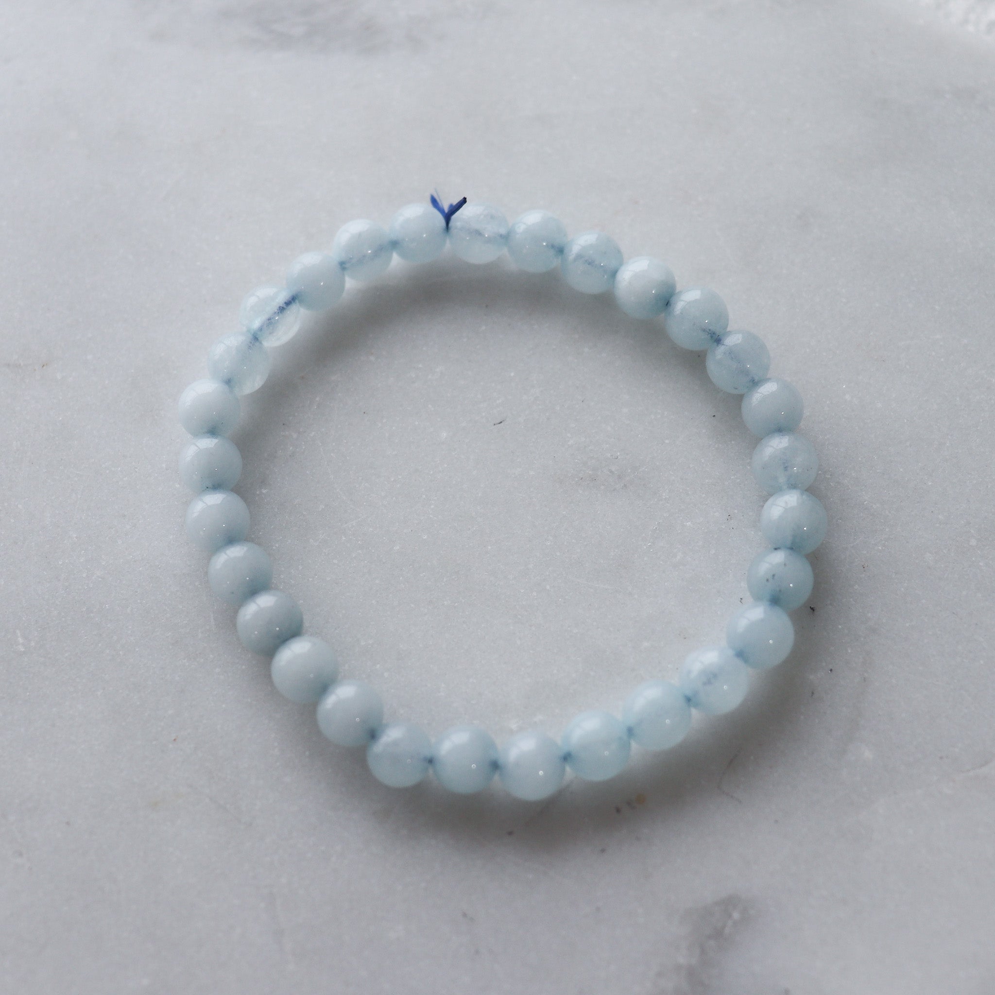 Aquamarine 6mm Beaded Bracelet