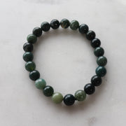 Moss Agate 8mm Beaded Bracelet