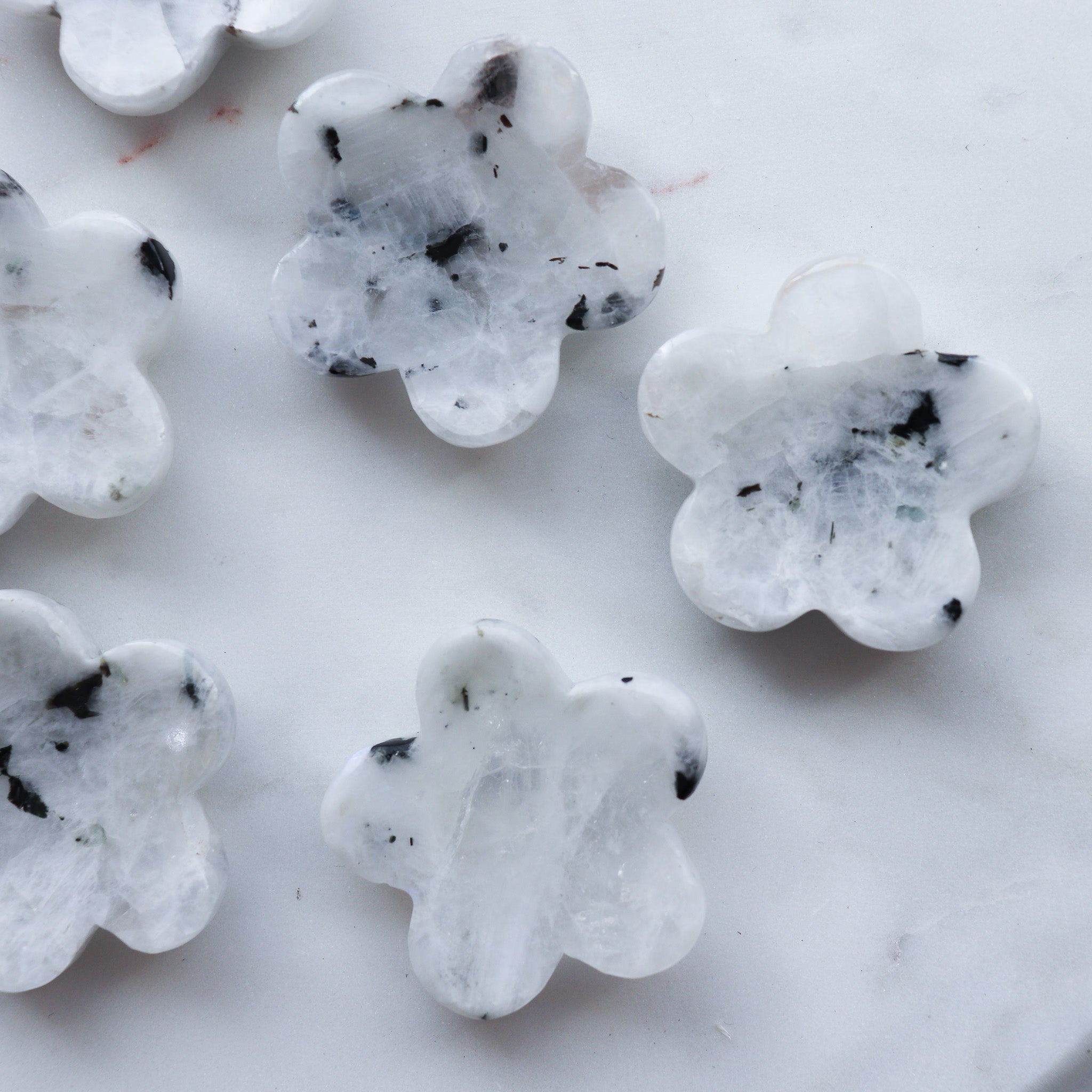 Rainbow Moonstone Flower Worry Stone