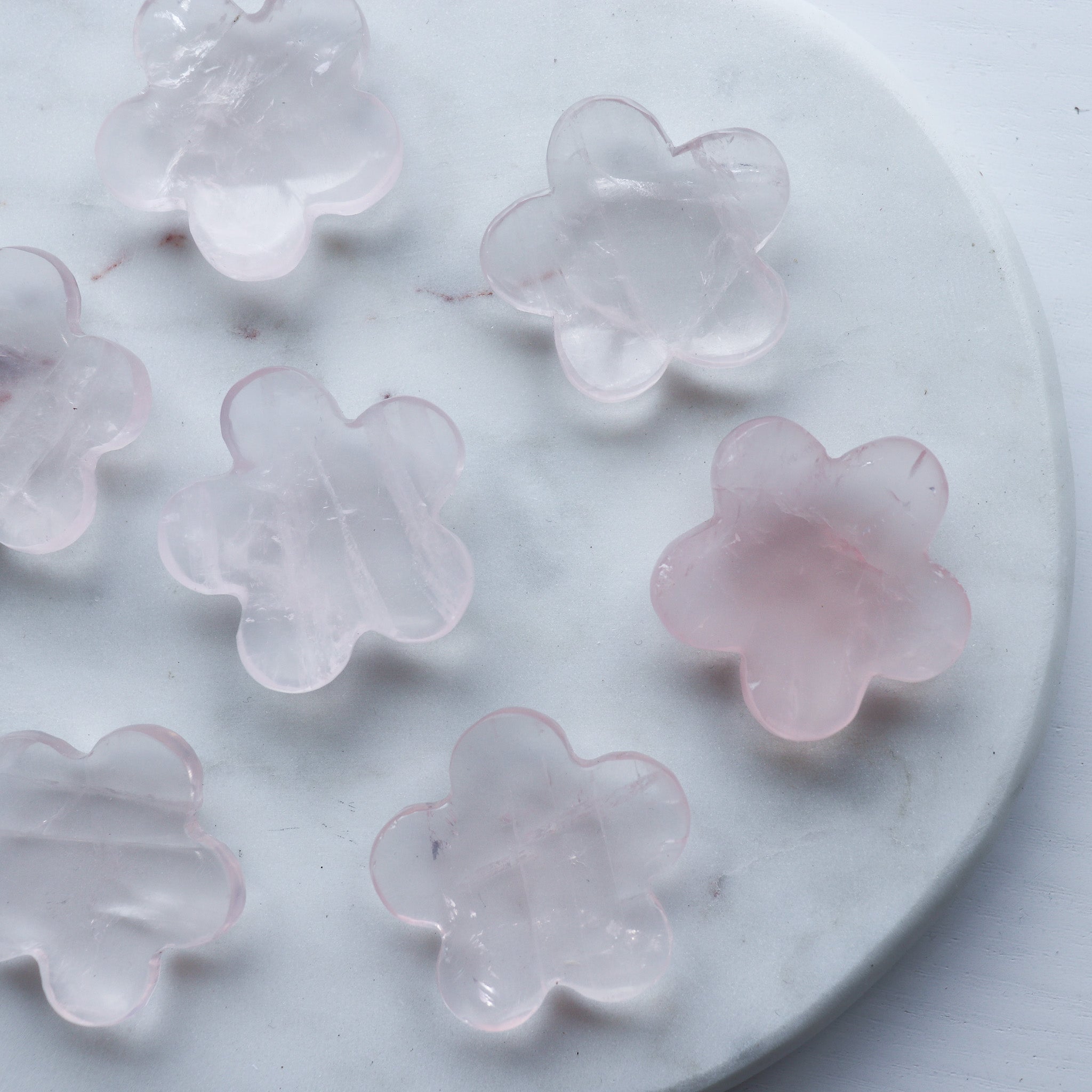 Rose Quartz Flower Worry Stone