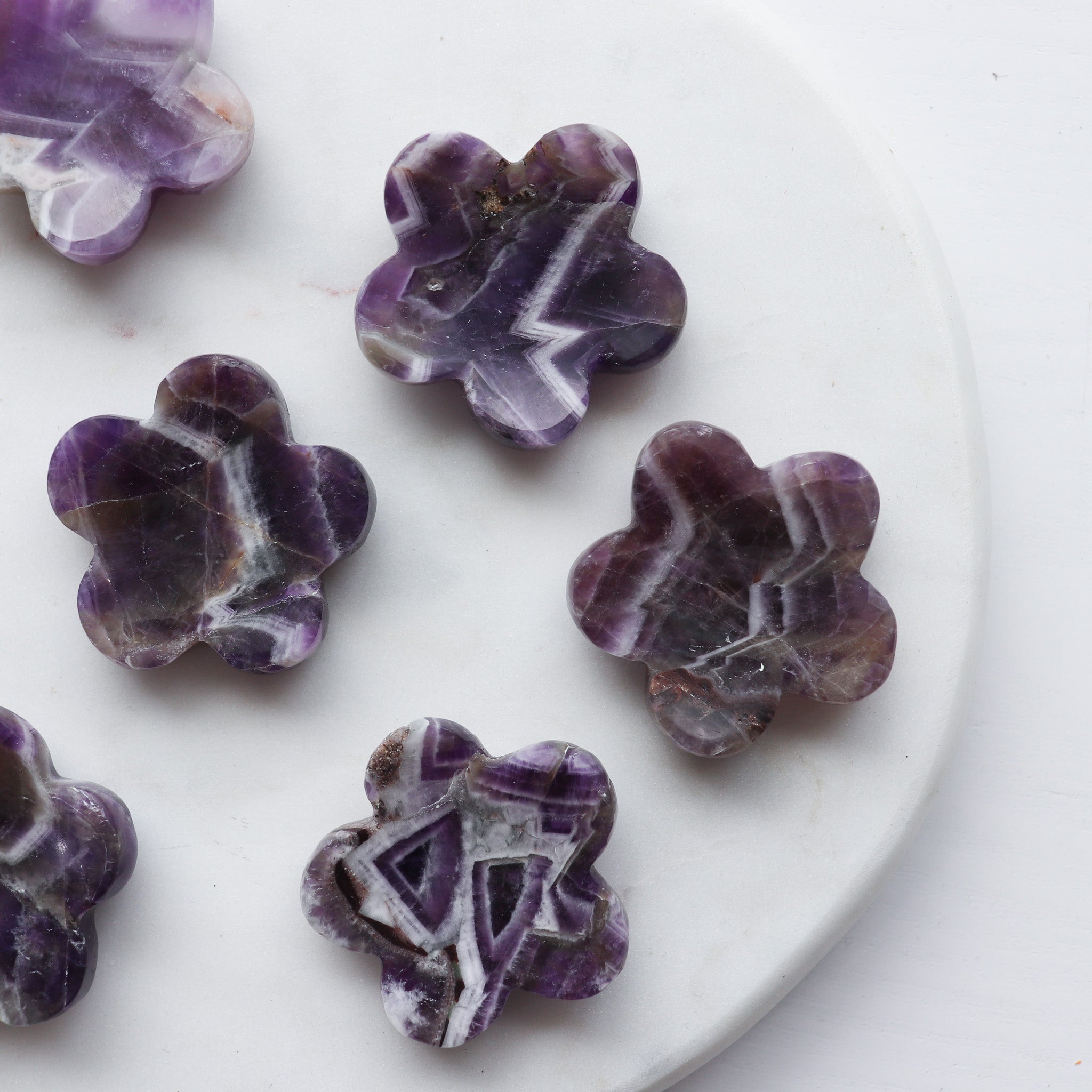 Amethyst Chevron Flower Worry Stone