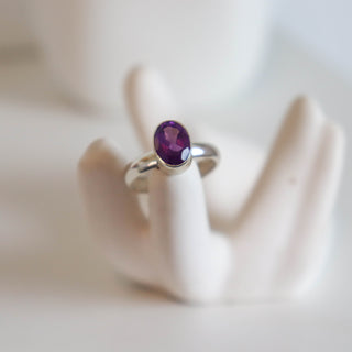 Amethyst Faceted Oval Ring Size 5