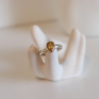 Citrine Tear Faceted Ring Size 6
