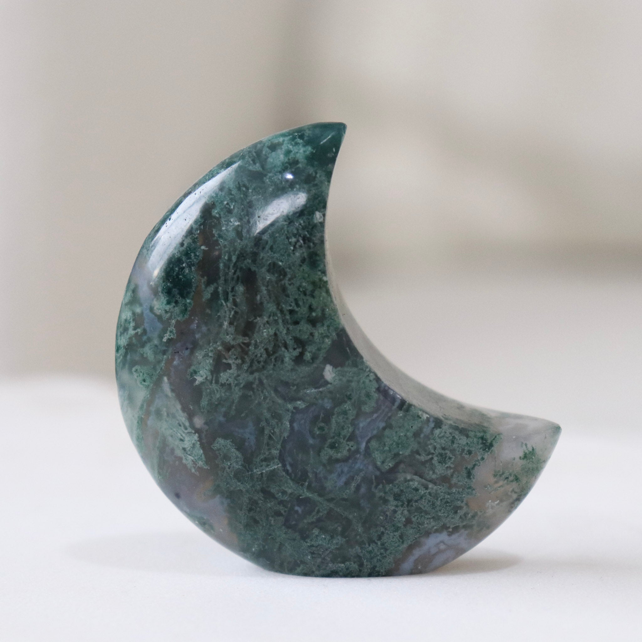 Moss Agate Standing Moon #2