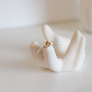 Citrine Circle Faceted Ring Size 6