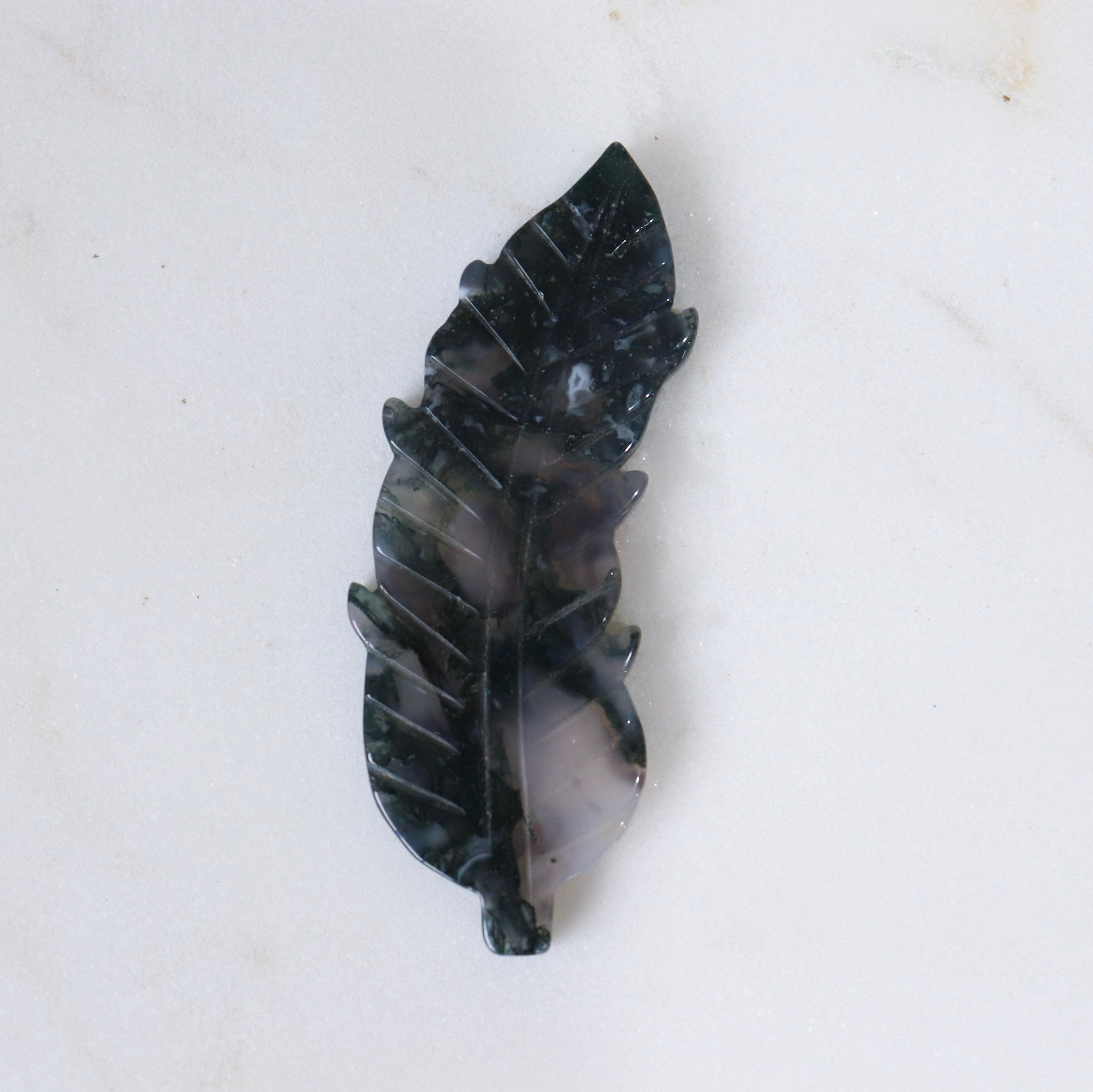 Moss Agate Feather