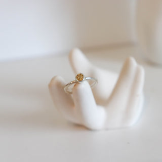 Citrine Circle Faceted Ring Size 5