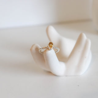 Citrine Tear Faceted Ring Size 4