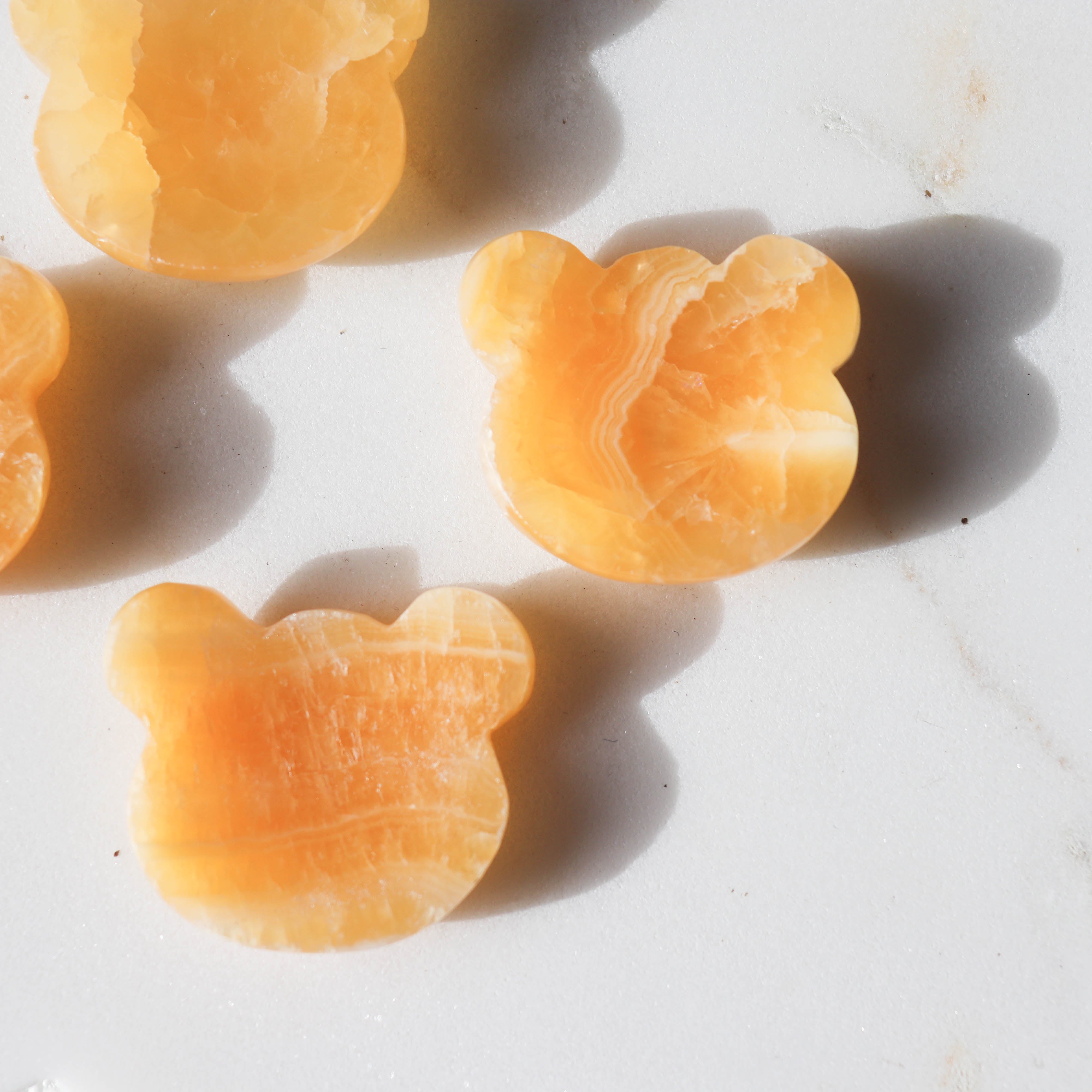 Orange Calcite Teddy Bear Worry Stone