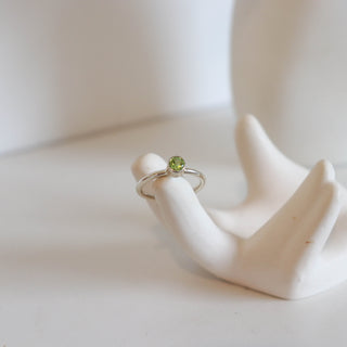 Peridot Faceted Circle Ring Size 6