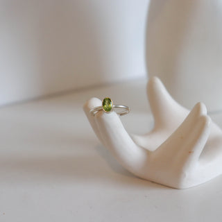 Peridot Faceted Ova; Ring Size 6