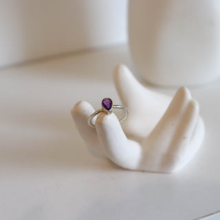 Amethyst Tear Faceted Ring Size 6