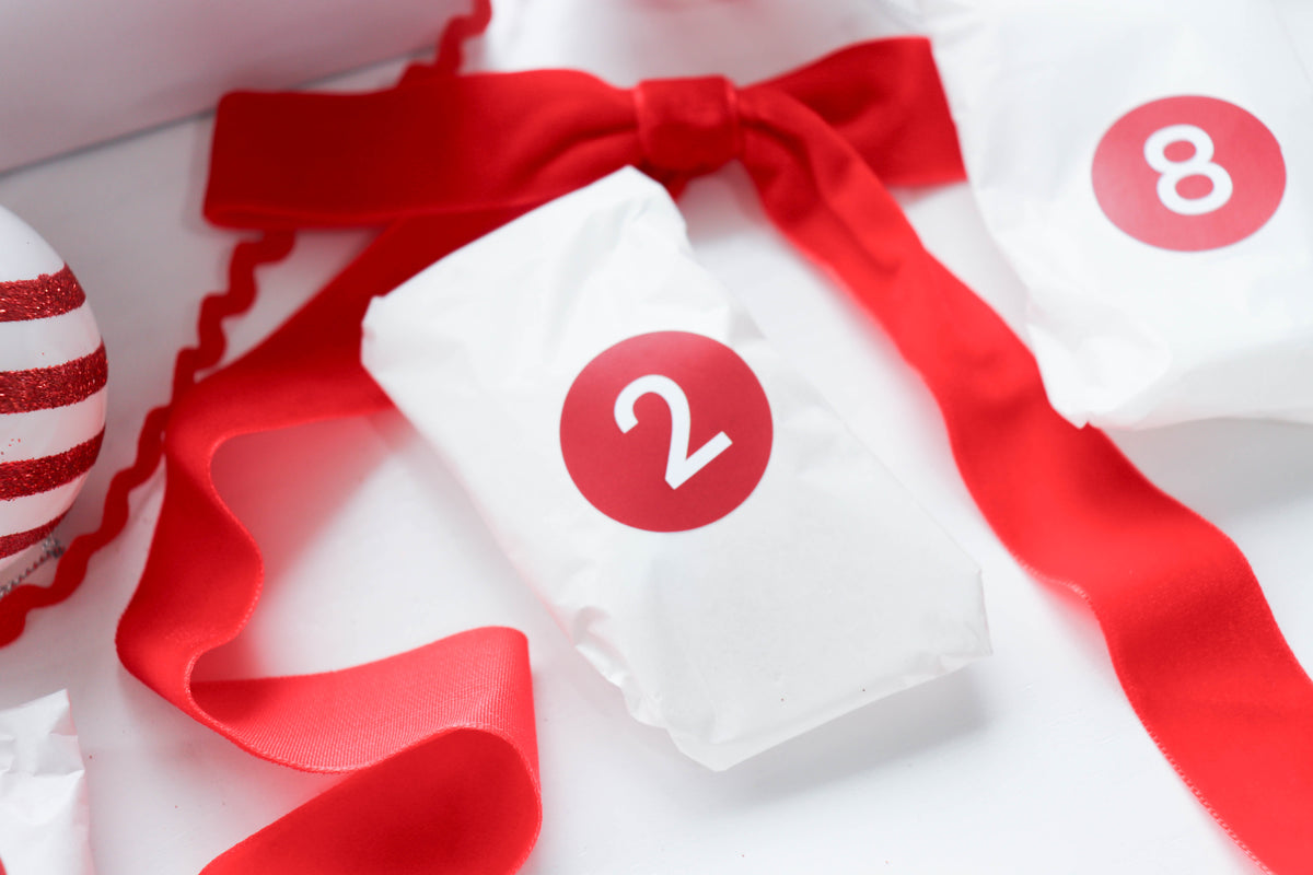Numbered advent crystal parcels